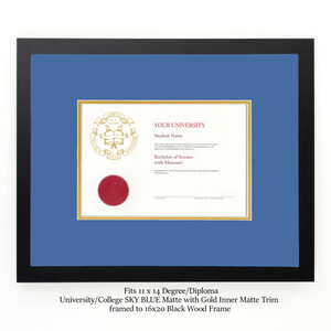 Diploma Frame University/College with SKY BLUE MATTE