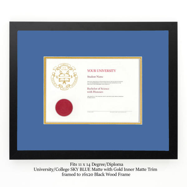 Diploma Frame University/College with SKY BLUE MATTE